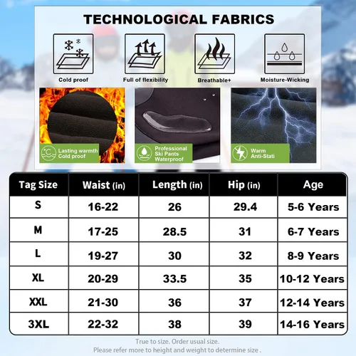 Vista 7 de Yinson Pantalones de nieve para niños, pantalones de esquí y senderismo para niños y niñas, impermeables, resistentes al viento