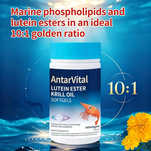 Vista 3 de Aceite de krill de éster de luteína, suplemento de apoyo para la salud ocular, 60