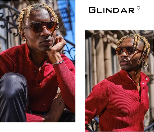 Vista 3 de GLINDAR Gafas de sol polarizadas vintage para mujeres y hombres, redondas, protección UV400, gafas retro