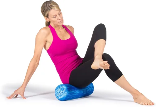 Vista 4 de OPTP PRO-Roller - Rodillo de espuma de densidad suave, redondo, azul corto, 18" x 6" Low density soft foam roller for physical therapy, Pilates