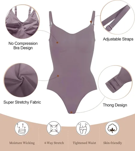 Vista 4 de SHAPERX Body para mujer moldeador de cuerpo sin costuras con control de abdomen