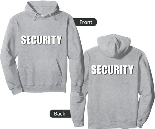 Vista 5 de Sudadera con capucha con estampado frontal y trasero de servicio de guardia de Negro