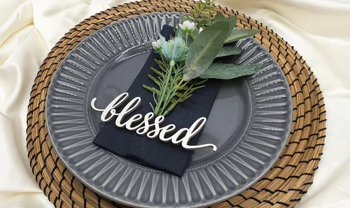 Vista 5 de Tarjetas de lugar bendecido, tarjetas de lugar de Navidad personalizadas, ajuste de lugar de cena personalizado, decoración de mesa de otoño
