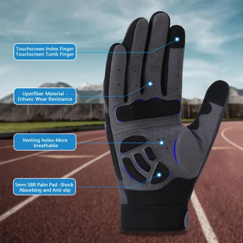 Vista 3 de FIORETTO Guantes de bicicleta de montaña para hombres y mujeres, guantes de ciclismo con almohadilla SBR de 0.197 in para pantalla táctil