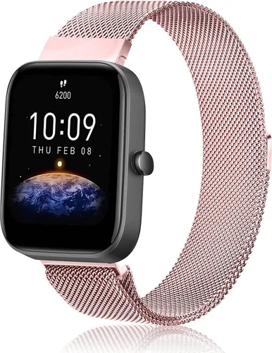 Vista 8 de Amzpas Bandas de metal para Amazfit Bip U Pro/Bip U/Bip 3 Pro/Bip 3/Bip S / Bip S Lite/Bip Lite, correa de repuesto ajustable de acero inoxidable