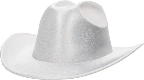 Vista 5 de Mealah Sombrero de vaquero holográfico brillante del oeste para mujer, sombrero de vaquera disco para boda, fiesta de disfraces musicales