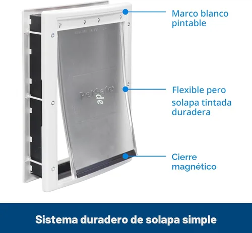 Vista 2 de Puerta para mascotas PetSafe plástico con solapa suave de color, Mediano, M, Blanco