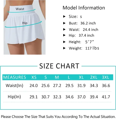 Vista 7 de THE GYM PEOPLE Pantalones cortos de correr de cintura alta para mujer, estilo mariposa, 2 en 1, pantalones cortos de entrenamiento atlético
