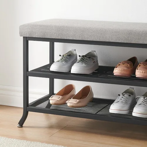 Vista 8 de IDEALHOUSE Nuevo banco de zapatos 2024 – Banco de almacenamiento de zapatos de 2 niveles para entrada, organizador de almacenamiento con cojín