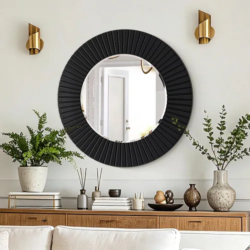Vista 6 de Chende Espejo de pared redondo negro de 30 pulgadas para baño con marco