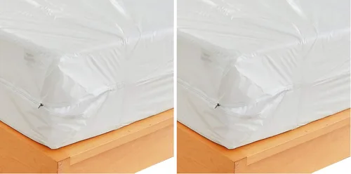 Vista 4 de Funda protectora de colchón de vinilo impermeable con cierre de cremallera (individual)