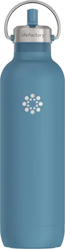 Vista 17 de Lifefactory Botella deportiva aislada al vacío de acero inoxidable con tapa de pajita, 24 onzas, carbono