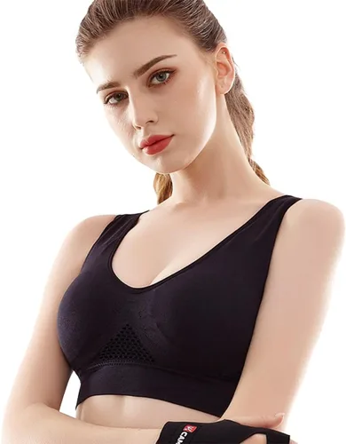 Vista 2 de Sujetadores deportivos de espalda cruzada para mujer, acolchado sin costuras, soporte de alto impacto para yoga, gimnasio, entrenamiento, fitness