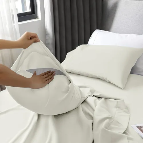 Vista 180 de LUX Décor - Juego de sábanas Twin de microfibra ultrasuave de 3 piezas con sábana encimera, sábana bajera de 16 pulgadas de profundidad y funda