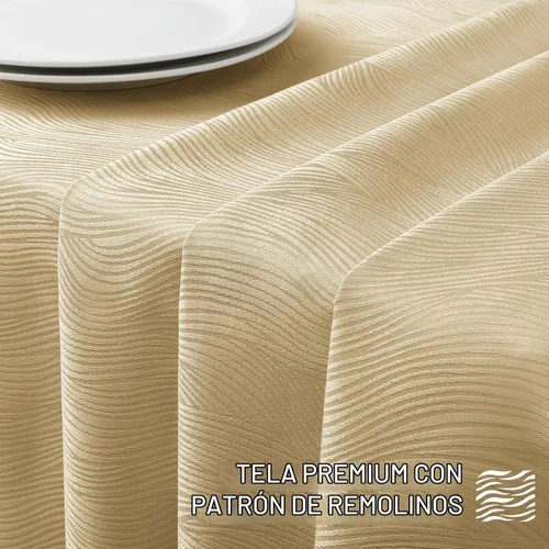 Vista 5 de Softalker Mantel rectangular de jacquard, diseño de remolinos, impermeable, resistente a las manchas, sin arrugas, tela de gran peso para Beige