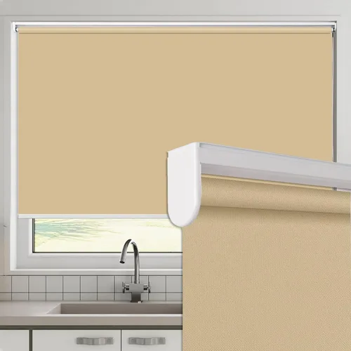 Vista 18 de Persianas enrollables 100% opacas sin cordón, hechas a pedido, color beige, fácil instalación para el hogar y la oficina