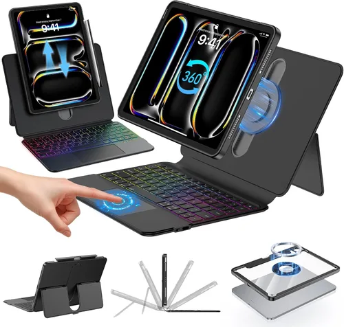 Vista 11 de Funda transparente con teclado para iPad A16 de 11ª/10ª generación Negro