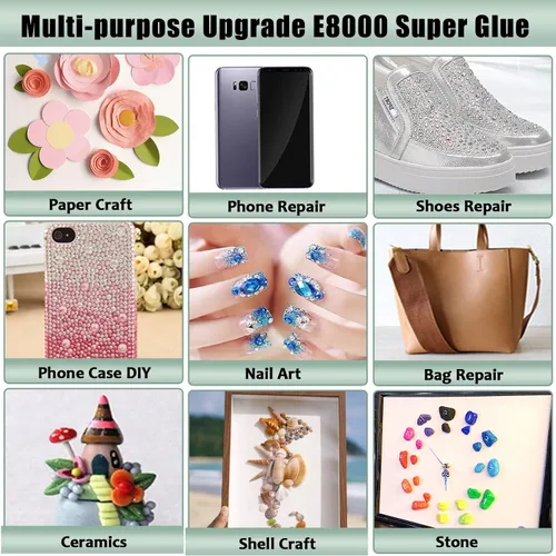 Vista 7 de E8000 Super Glue Clear, Mejorar Joyería B-7000 Pegamento para joyería de diamantes de imitación de tela pegamento fuerte adhesivo para arte de uñas