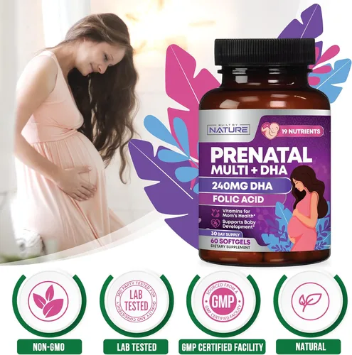 Vista 7 de Vitaminas prenatales para mujeres – Multivitamínico con DHA, ácido fólico, vitamina C, B12, hierro y omega-3 – Suplemento antes, durante y después