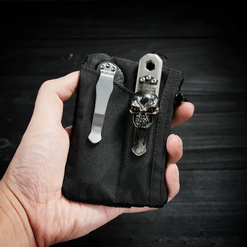 Vista 7 de VIPERADE VE17 - Bolsa pequeña EDC con área de parche para bricolaje, mini bolsa EDC con bolsillo con cremallera, bolsillo para tarjetas pequeñas