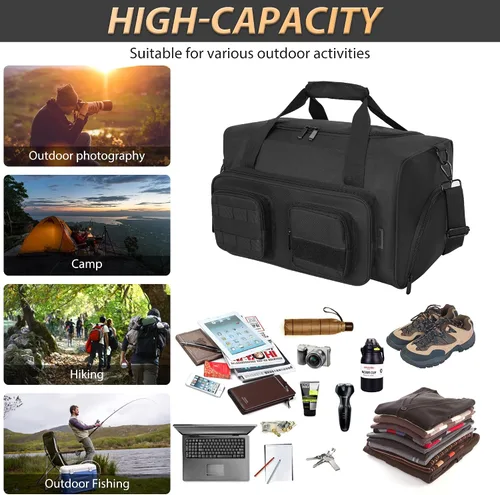 Vista 2 de OUUTMEE Bolsa de lona táctica militar para hombre, bolsa de gimnasio deportiva de viaje, bolsa de entrenamiento de fitness, bolsa de mano
