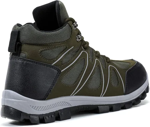Vista 3 de Botas de senderismo para hombre, tenis de caña alta, de tobillo medio, senderismo, montañismo, botas para exteriores, zapatos altos