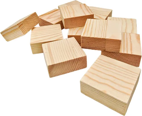Vista 15 de 6 piezas de bloques cuadrados de madera sin terminar para manualidades, tablas de madera de pino en blanco de 15x15x1 centímetros, para tallado