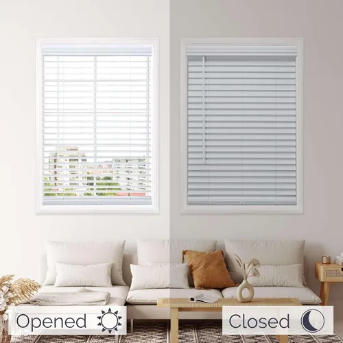 Vista 8 de Linen Avenue Persiana inalámbrica de madera sintética de 2 pulgadas, color blanco, 20 pulgadas de ancho x 48 pulgadas de alto, montaje