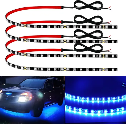 Vista 9 de Keiurot - Tira de luces LED azules de 12 V para automóviles, conectables de 12 pulgadas, paquete de 4 unidades IP68 Waterproof Flexible for Cars