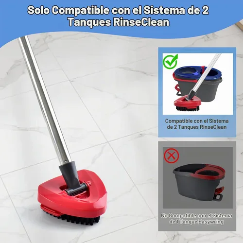 Vista 5 de Mango de trapeador para sistema O Cedar RinseClean de 2 tanques, cepillo de fregado y base de trapeador giratorio compatible con O-Cedar, asas