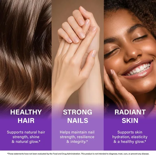 Vista 3 de Biotina Colágeno Ácido hialurónico Queratina - Vitaminas para apoyar el crecimiento del cabello y la fuerza - Suplemento para la piel