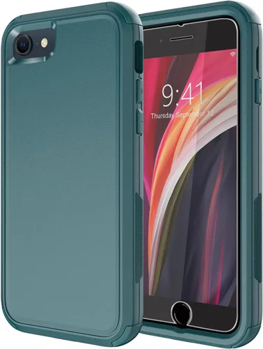 Vista 12 de Diverbox Funda diseñada para iPhone SE con protector de pantalla, resistente a los golpes, resistente a los golpes, para Apple iPhone se Phone Negro