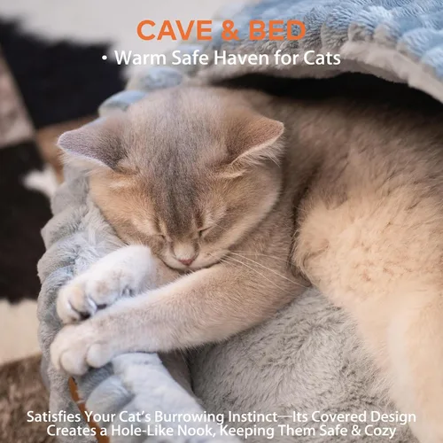 Vista 2 de CHEERPALS Cama tipo cueva para gatos de interior cubierta con capucha