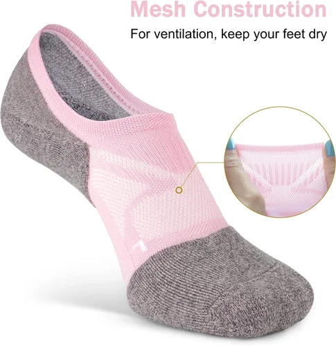 Vista 2 de No Show Socks - Calcetines deportivos de compresión de corte bajo y tobillo para mujer, 5 pares