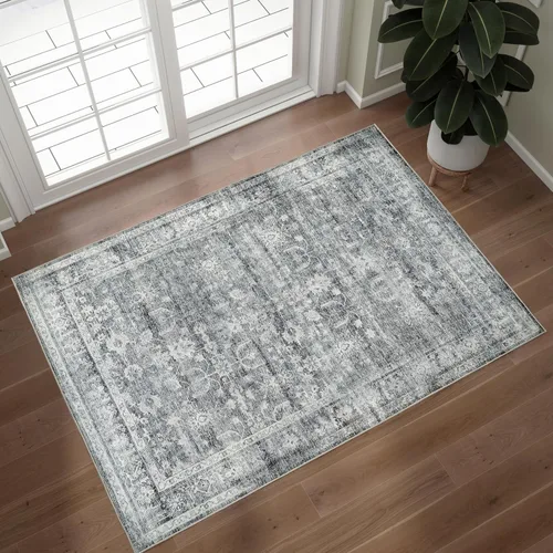 Vista 10 de Alfombra de 2 x 3 pies, antideslizante, lavable, de pelo bajo, suave, delgada, pequeña, alfombra vintage y bohemia para interiores, alfombras