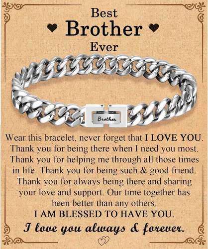 Vista 15 de Regalos para papá, hijo, nieto, tío sobrino, hermano, marido, novio, regalos para hombres y niños, pulsera de eslabones de cadena cubana, regalos