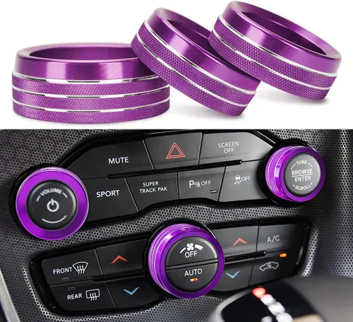 Vista 12 de Auprite Fundas de perilla de control de clima para accesorios Challenger 2015-2023 2024, para Dodge Charger 2015-2023 2024, para Dodge Chrysler Negro
