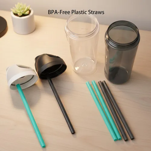 Vista 5 de Pajitas de repuesto compatibles con botella de agua de plástico transparente FreeSip de 25 onzas de Owala, paquete de 6 con 1 cepillo (negro + verde)
