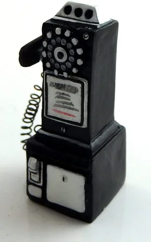 Vista 2 de Casa de muñecas Miniatura 1950's Style Pay Phone Negro