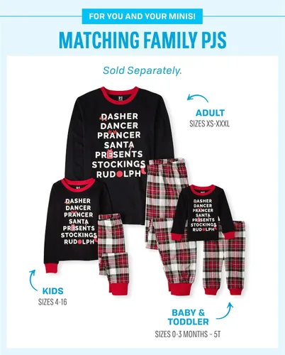 Vista 2 de The Children's Place - Conjunto de pijama de Navidad a juego para la familia, ajuste cómodo, 100% algodón, adulto, niño grande, niño pequeño, bebé