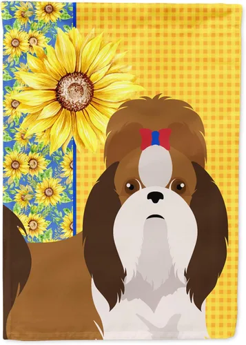 Vista 64 de Caroline's Treasures WDK5313GF Bandera de jardín con diseño de girasoles de verano, color negro y tostado, Airedale Terrier para buzón, bandera