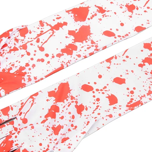 Vista 9 de Semme Guantes sangrientos de Halloween, 1 par de guantes horribles con efecto salpicado, accesorio de disfraz de cosplay para asesino