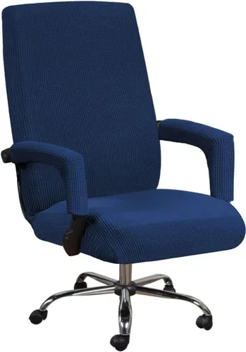 Vista 14 de Fundas de elastano para silla de oficina, fundas elásticas para silla de oficina de computadora, fundas giratorias a cuadros con cremalleras