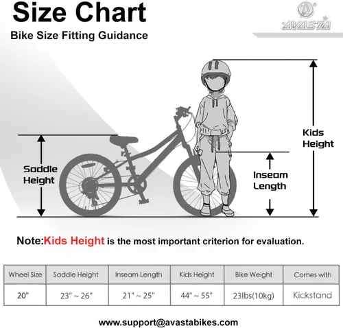 Vista 5 de AVASTA Govet Bicicleta de Montaña de 20'' para Niños de 6-12 Años para Niños y Niñas con Horquilla de Suspensión, Transmisión de 6 Velocidades
