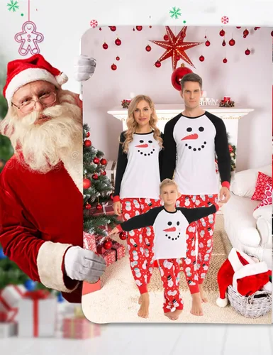 Vista 4 de SWOMOG Pijamas de Navidad familiares a juego, pijamas de Navidad para la familia, parejas, ropa de dormir para adolescentes