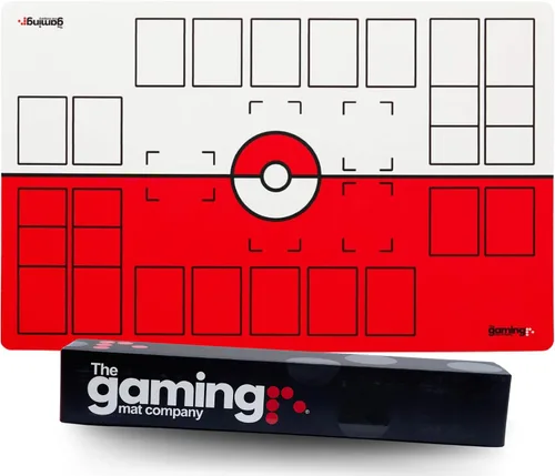 Vista 9 de The Gaming Mat Company Tapete de juego para 2 jugadores para juego de cartas coleccionables de Pokémon. 28 x 18 x 0.16 pulgadas, tapete de juego