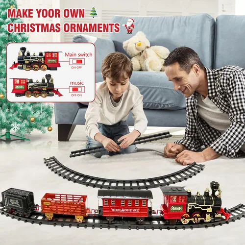 Vista 4 de OCHIDO Conjunto de Trenes - Conjuntos de Trenes de Navidad para Debajo del Árbol, Juguete de Tren Eléctrico de Regalo para Niños y Niñas, con Kits