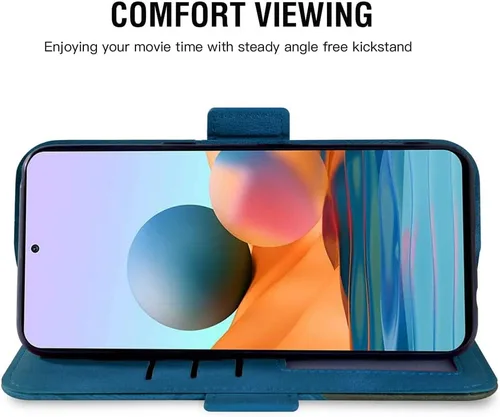 Vista 4 de Asuwish Compatible con Xiaomi Redmi Note 10 Pro Wallet Case y protector de pantalla de vidrio templado, soporte de cuero con tapa para tarjetero