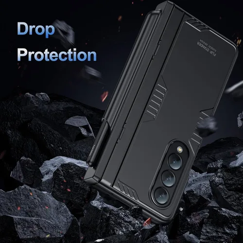 Vista 5 de Funda para Samsung Galaxy Z Fold 4: soporte para S-Pen y diseño de protección de bisagra, soporte con protector de pantalla integrado 360 Funda