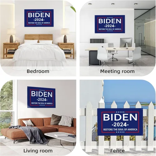 Vista 8 de Bandera Biden 2024 Restore The Soul Of America Bandera Joe Biden Kamala Harris Flag Pro Biden Bandera Premium de doble cara 3 x 5 pies, pancarta